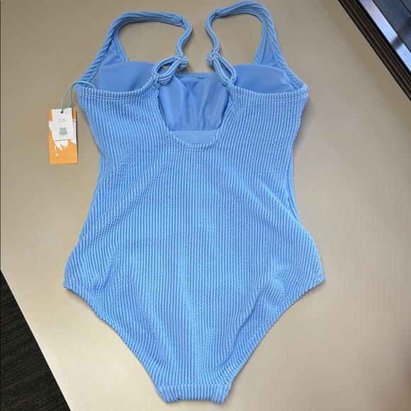 Kona Sol Blue Ribbed One Piece Swimsuit - Picture 6 of 9
